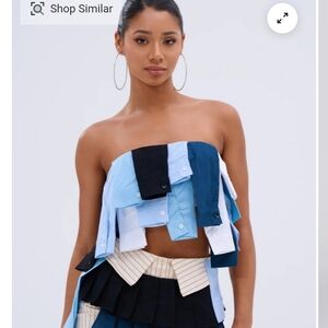 AKIRA Multicolor Strapless Layered Top